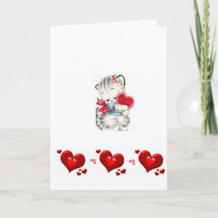 Gruß-Karten-Kätzchen des Valentines TagesVintag Feiertagskarte