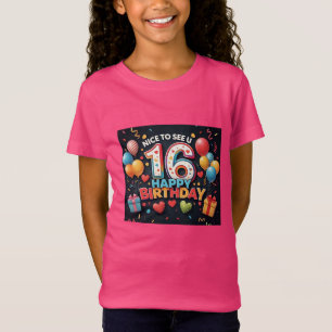 Gruß mit Herzmädchen am 16. Geburtstag T-Shirt