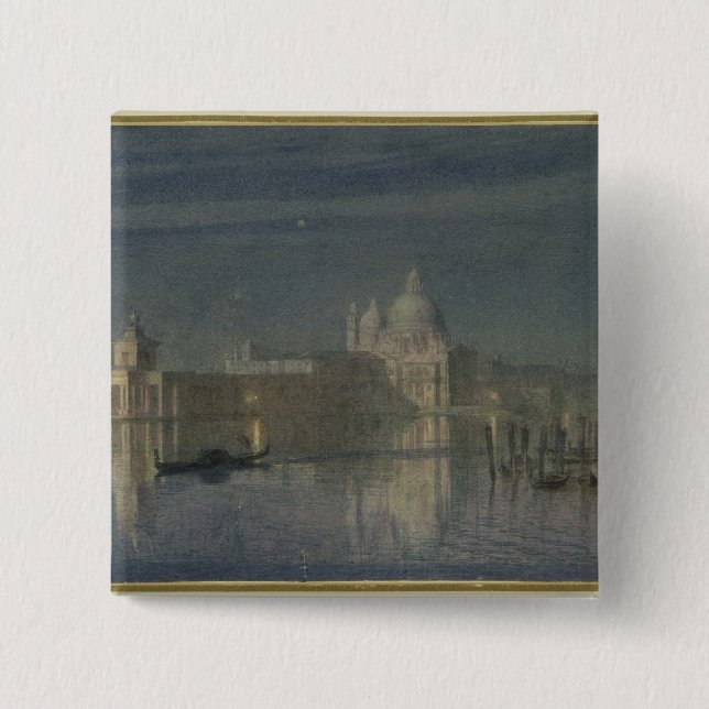 Gruß Santas Maria Della, Venedig, Mondschein, 1863 Button (Vorderseite)