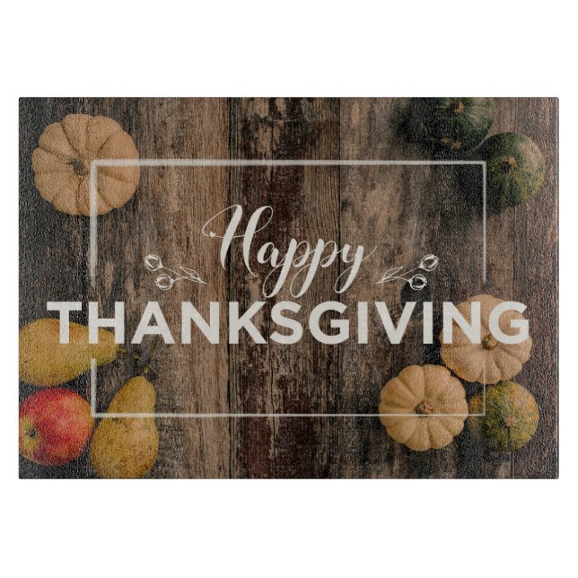 Gruß Thanksgiving mit Kürbissen Schneidebrett (Vorderseite)