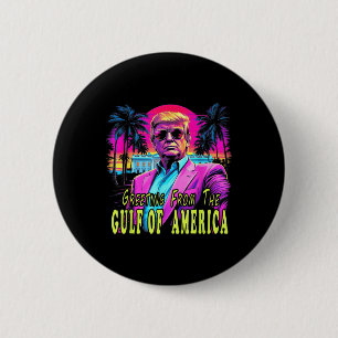 Gruß vom Amerikanischen Golf Retro Vintagen Strand Button