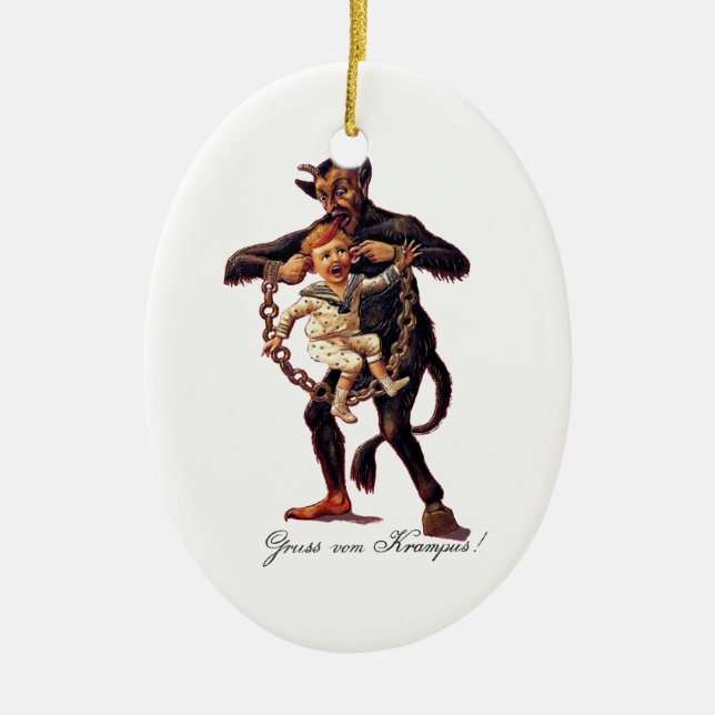 Gruss vom (Grüße von) Krampus Keramikornament (Vorne)