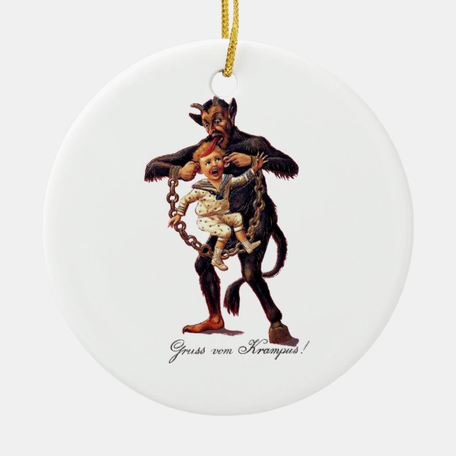 Gruss vom (Grüße von) Krampus Keramikornament (Vorne)