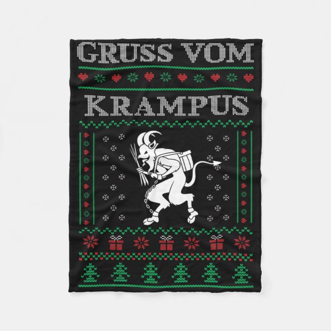 Gruß vom Krampus Goth Hässlicher Weihnachtspullove Fleecedecke (Vorderseite)