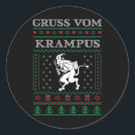 Gruss Vom Krampus Goth Ugly Christmas Sweater Kram Runder Aufkleber<br><div class="desc">Gruss Vom Krampus Goth Ugly Christmas Sweater Krampus</div>