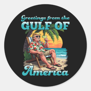 Gruß vom Patriotischen Golf der USA Runder Aufkleber