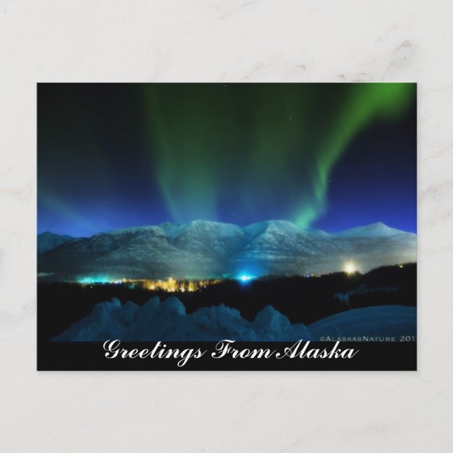 Gruß von Alaska Aurora Postcard Postkarte (Vorderseite)