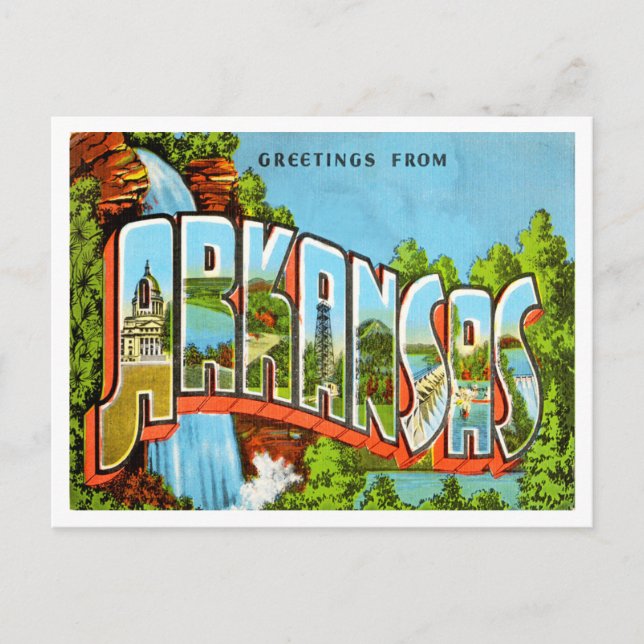 Gruß von Arkansas Vintage Travel Postkarte (Vorderseite)