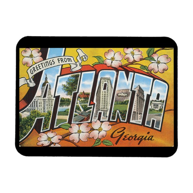 Gruß von Atlanta Georgia_Vintage Travel Magnet (Horizontal)