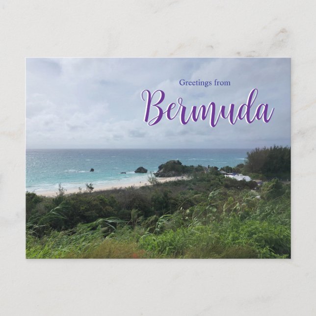 Gruß von Bermuda Landschaftlich Postcard Beach Postkarte (Vorderseite)