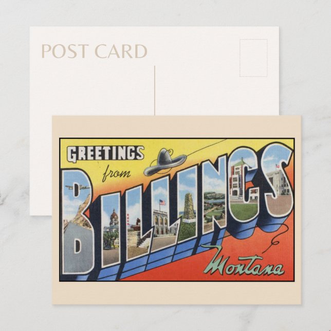 Gruß von Billings Montana Postkarte (Vorne/Hinten)
