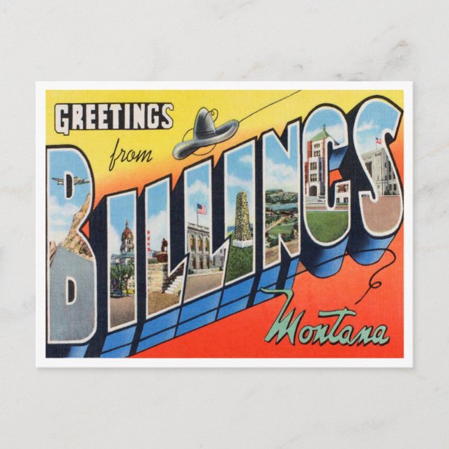 Gruß von Billings, Montana Vintage Travel Postkarte (Vorderseite)