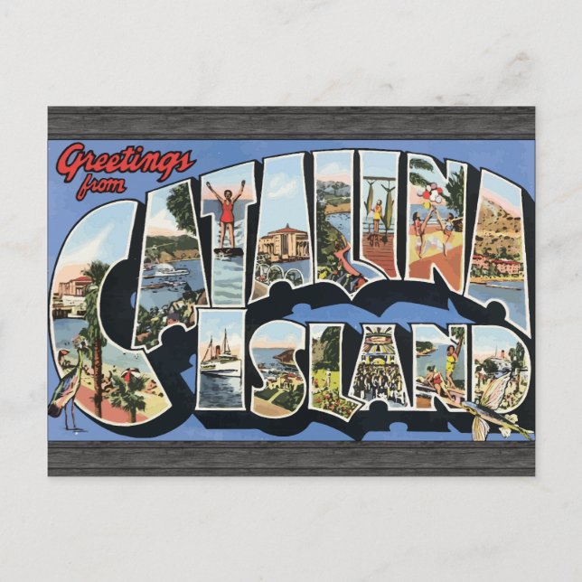 Gruß von Catalina Island, Vintag Postkarte (Vorderseite)