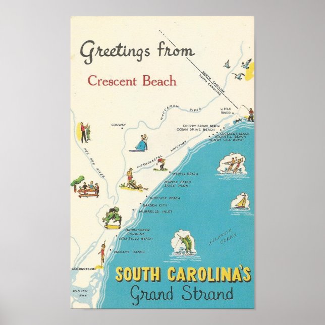 Gruß von Crescent Beach Grand Strand Poster (Vorne)