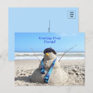 Gruß von Florida Beach Snowman Postkarte