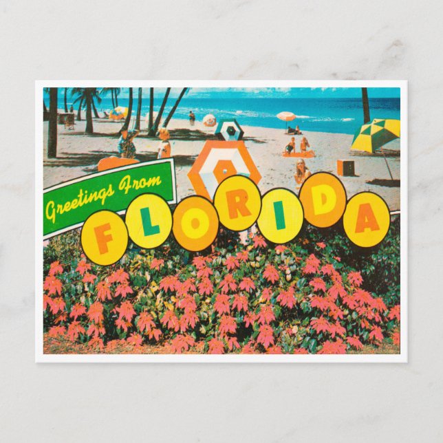 Gruß von Florida Beach Vintage Travel Postkarte (Vorderseite)