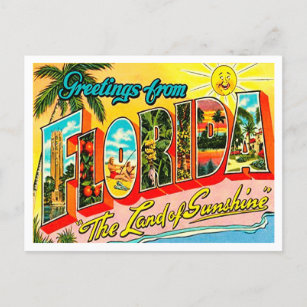 Gruß von Florida Vintage Travel Postcard Postkarte