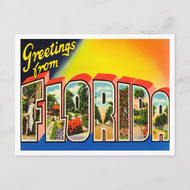 Gruß von Florida Vintage Travel Postkarte (Vorderseite)