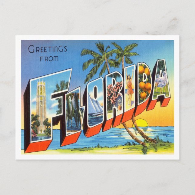 Gruß von Florida Vintage Travel Postkarte (Vorderseite)