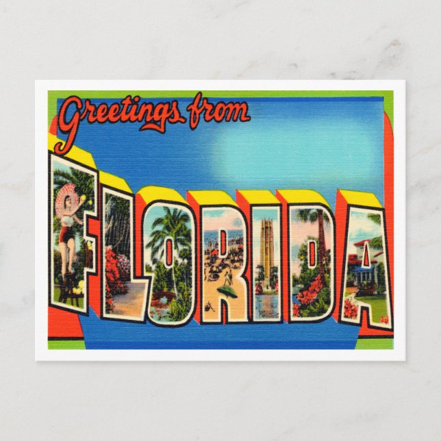 Gruß von Florida Vintage Travel Postkarte (Vorderseite)