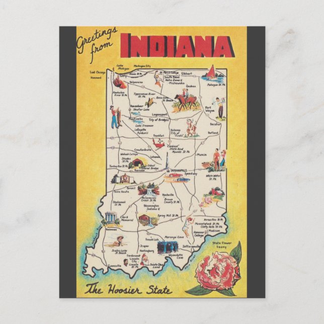 Gruß von Indiana Vintage Postkarte (Vorderseite)