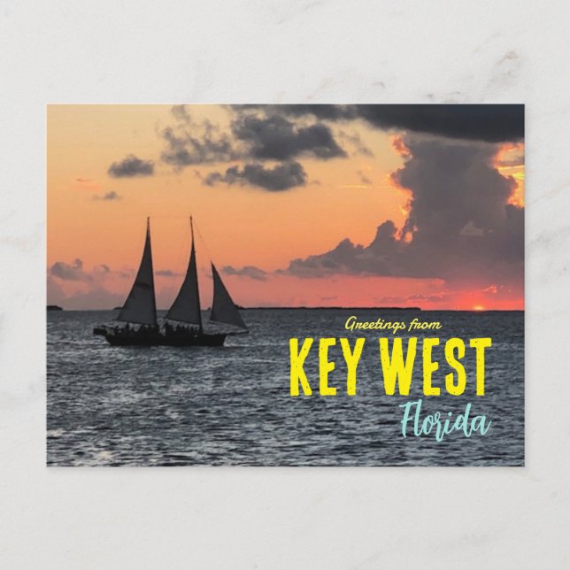 Gruß von Key West Florida Sunset Postcard Postkarte (Vorderseite)