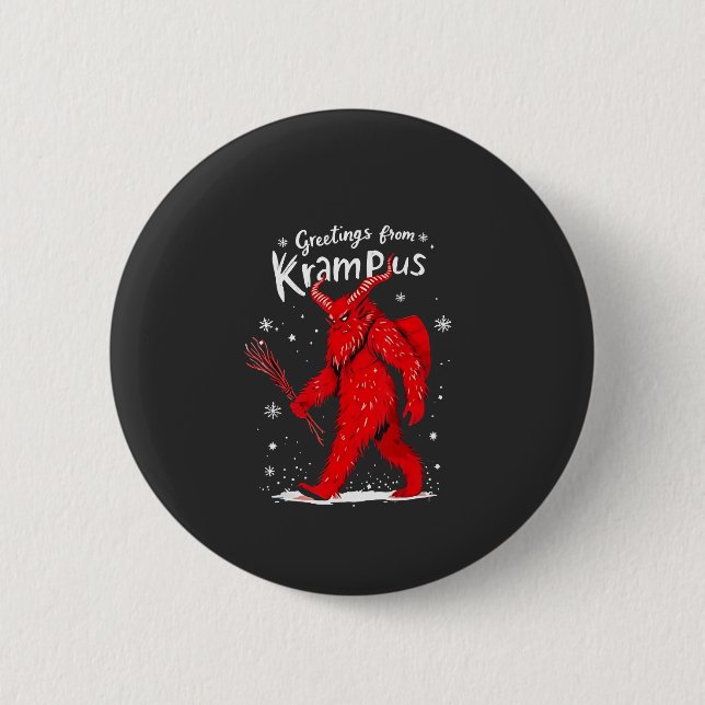 Gruß von Krampus Xmas Weihnachten Button (Vorderseite)