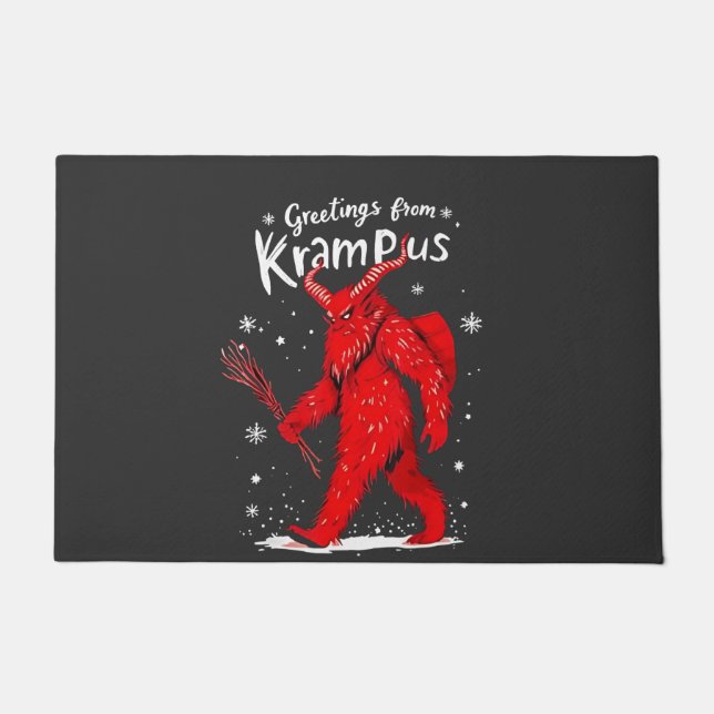 Gruß von Krampus Xmas Weihnachten Fußmatte (Vorderseite)