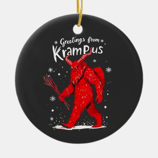 Gruß von Krampus Xmas Weihnachten Keramik Ornament (Vorne)