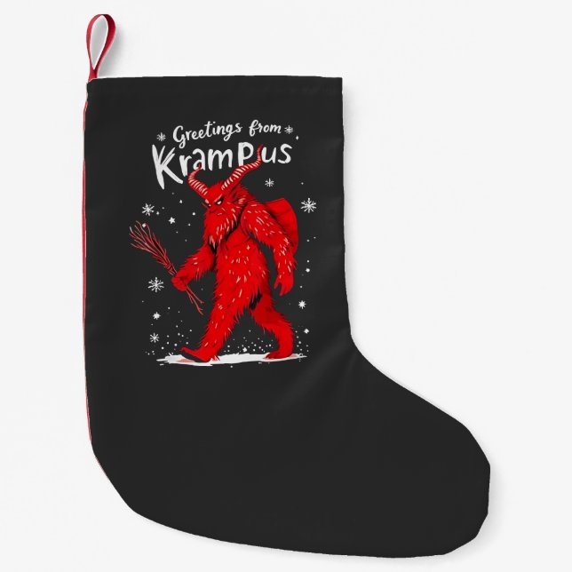 Gruß von Krampus Xmas Weihnachten Kleiner Weihnachtsstrumpf (Vorderseite)