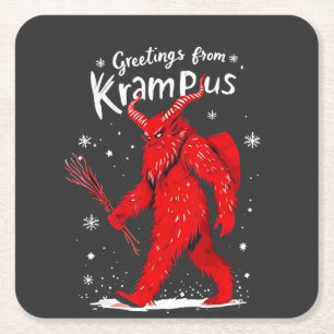 Gruß von Krampus Xmas Weihnachten Rechteckiger Pappuntersetzer