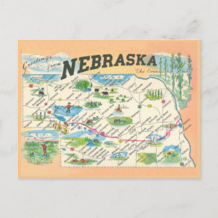 Gruß von Nebraska Vintage Karte