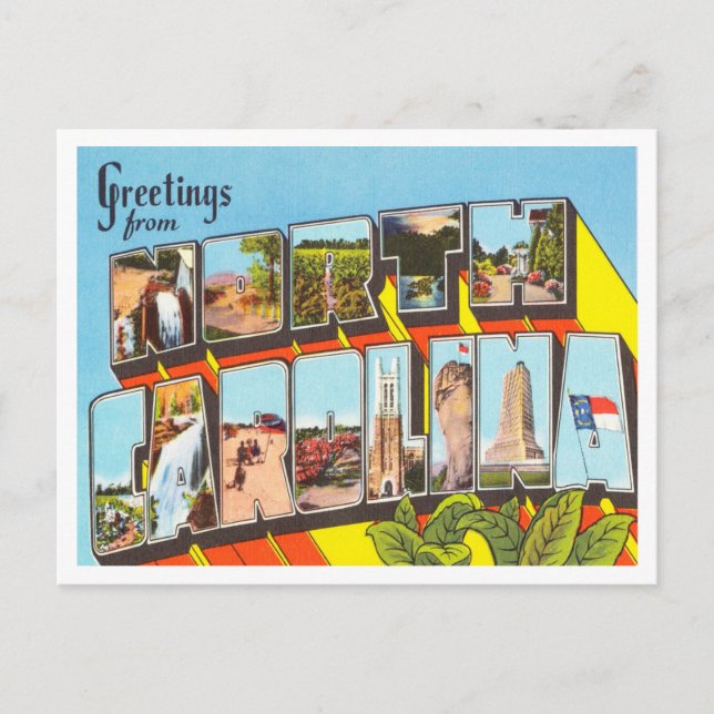 Gruß von North Carolina Vintage Travel Postkarte (Vorderseite)
