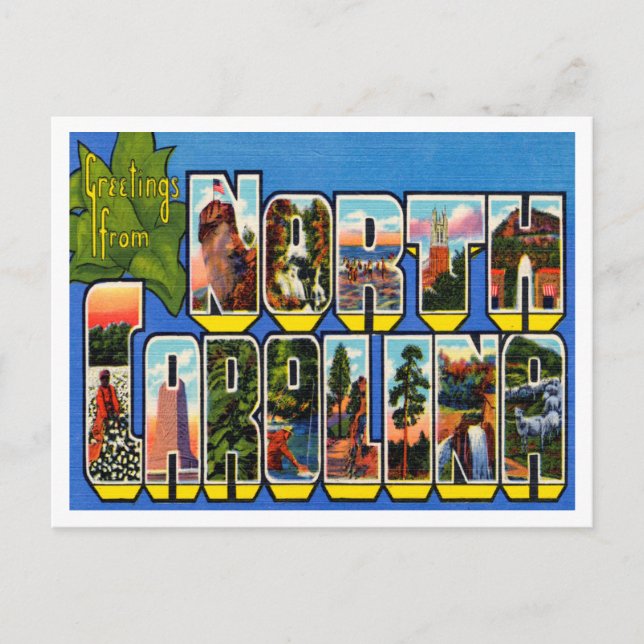 Gruß von North Carolina Vintage Travel Postkarte (Vorderseite)