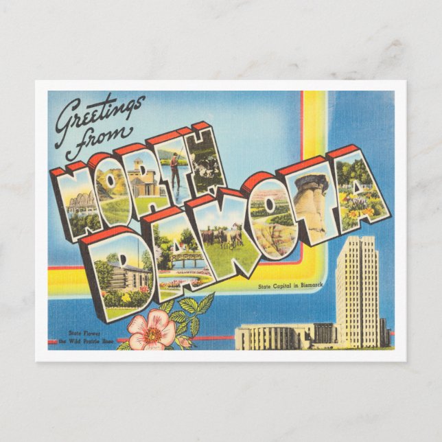 Gruß von North Dakota Vintage Travel Postkarte (Vorderseite)