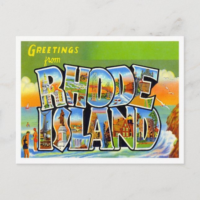 Gruß von Rhode Island Vintag Postkarte (Vorderseite)