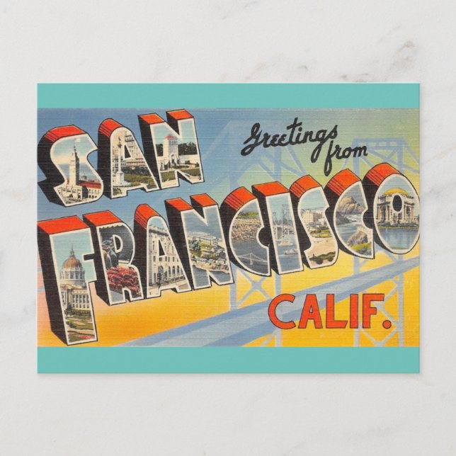 Gruß von San Francisco Travel Postcard Postkarte (Vorderseite)