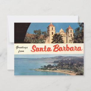 Gruß von Santa Barbara Vintag Postkarte