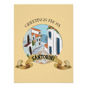 Gruß von Santorini Sign Poster