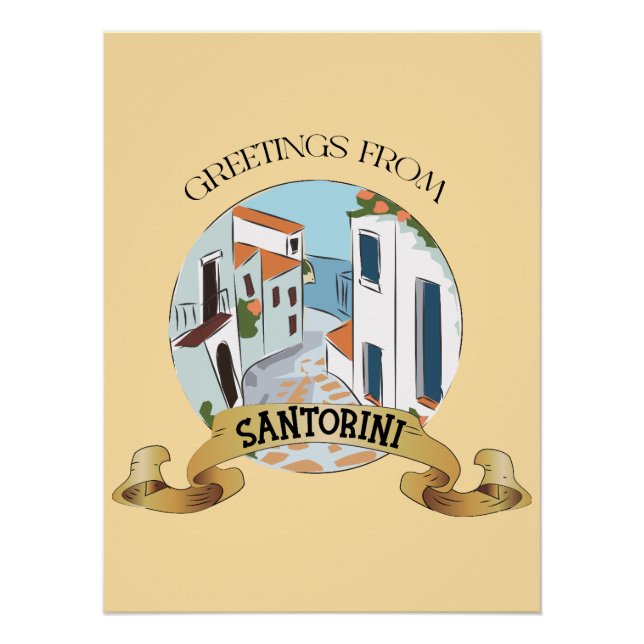 Gruß von Santorini Sign Poster (Vorderseite)