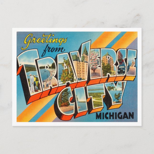 Gruß von Traverse City, Michigan Travel Postkarte (Vorderseite)