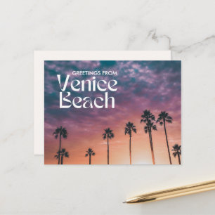 Gruß von Venice Beach Sunset Postcard Postkarte
