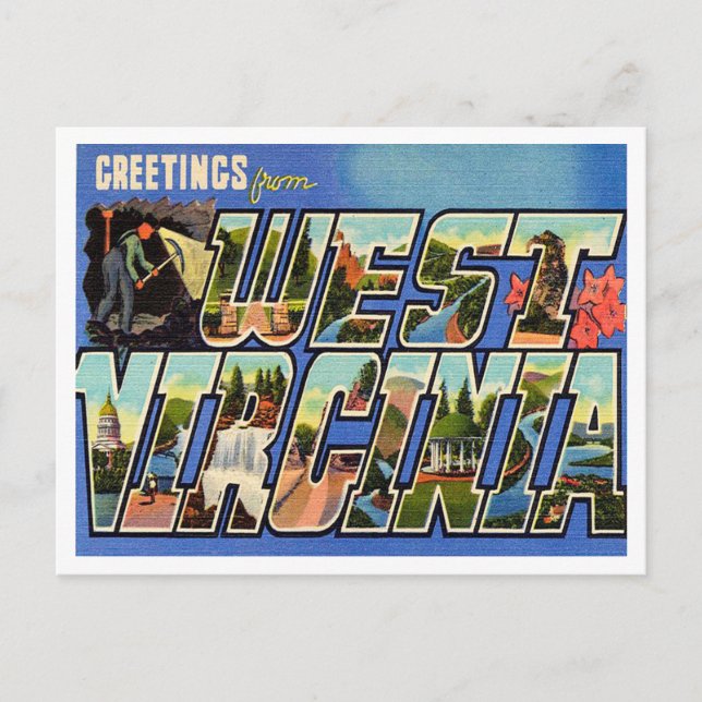 Gruß von West Virginia Vintage Travel Postkarte (Vorderseite)