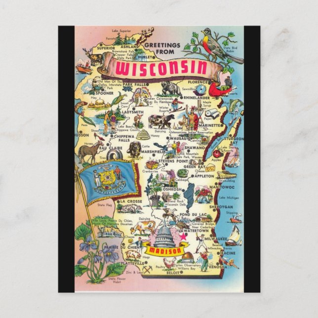 Gruß von Wisconsin Postcard Postkarte (Vorderseite)