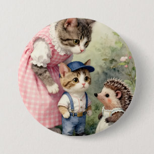Gruß zum ersten Tag – Kätzchen & Igel Button
