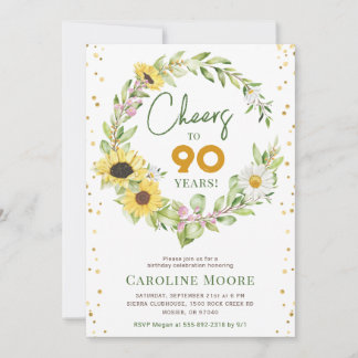 Grüße 90 Jahre Sonnenblumen Ladys 90. Geburtstag Einladung