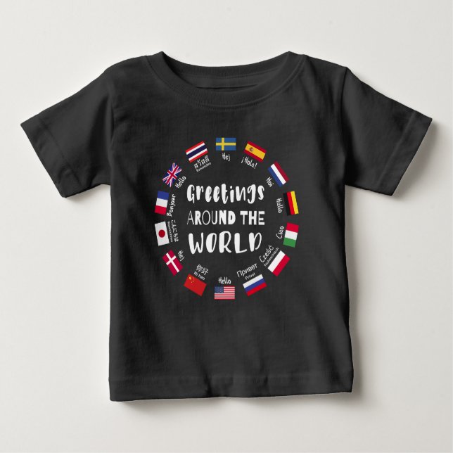 Grüße auf der ganzen Welt, Hallo in allen Sprachen Baby T-shirt (Vorderseite)