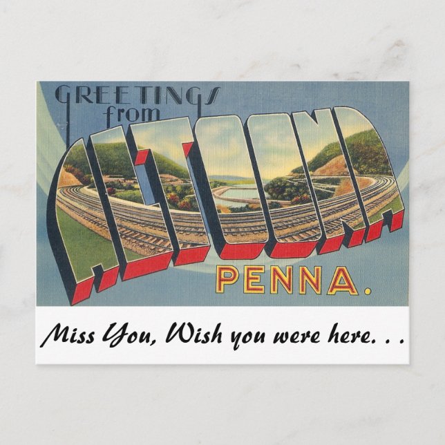 Grüße aus Altoona, Pennsylvania Postkarte (Vorderseite)
