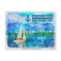 Grüße aus Anchorage - Aquarellmalerei