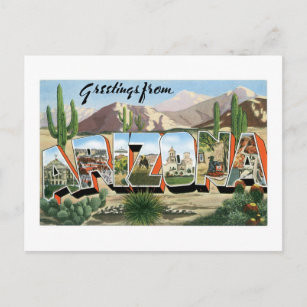 Grüße aus Arizona! Retro Catcus Wüste Postkarte